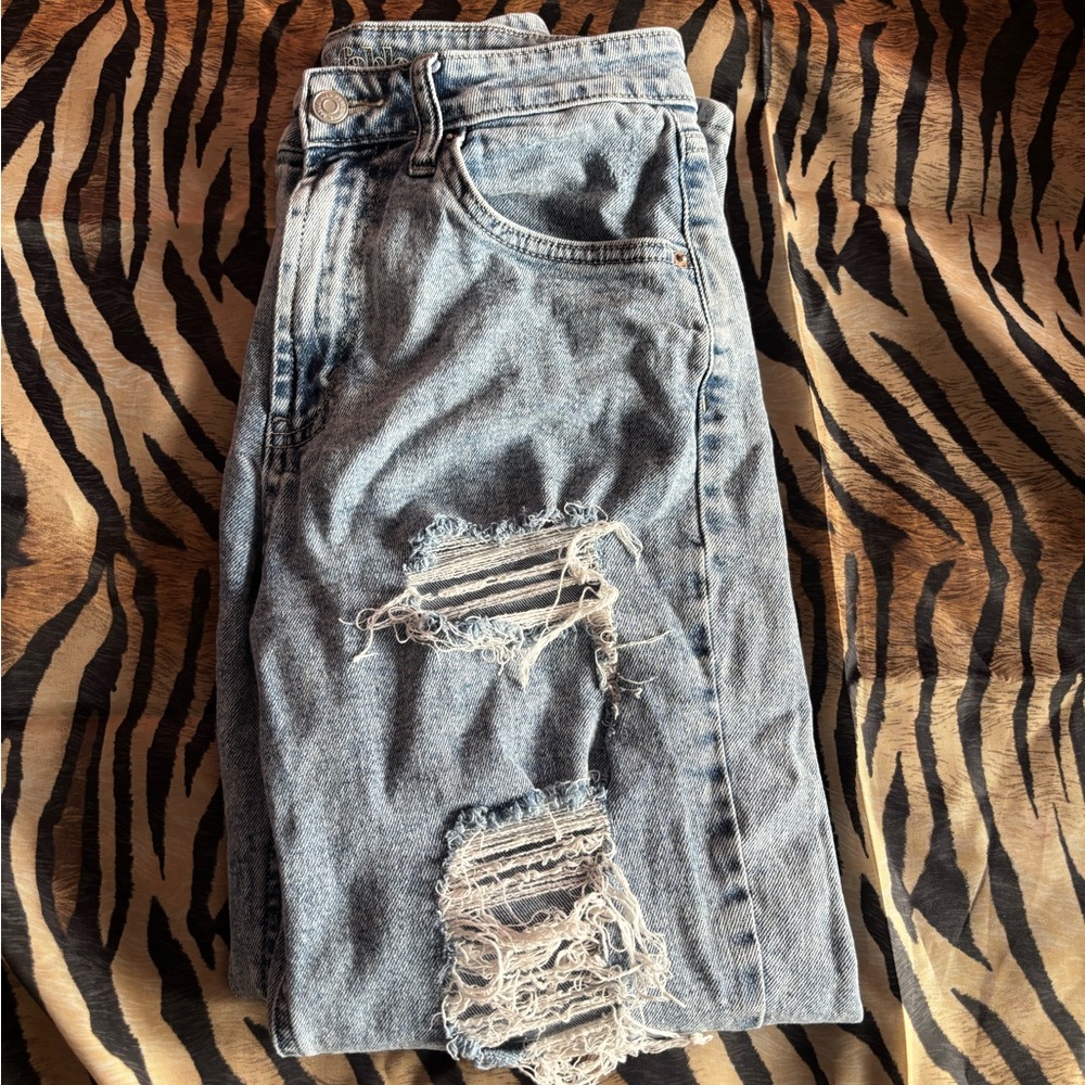 Distressed Blue Denim Jeans